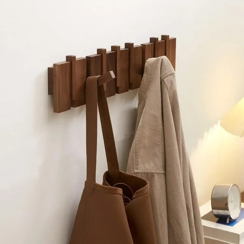 Wood Coat Rack Wall Mount, Coat Hooks Hanger Wall Mounted, Heavy Duty Wall Coat Rack with 8 Hooks for Hanging Coats