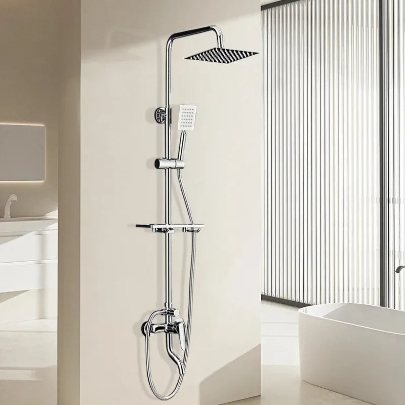 Black/Chrome Plating Bathroom Shower Set Household Copper Faucet Wall-mounted Bathtub Rain