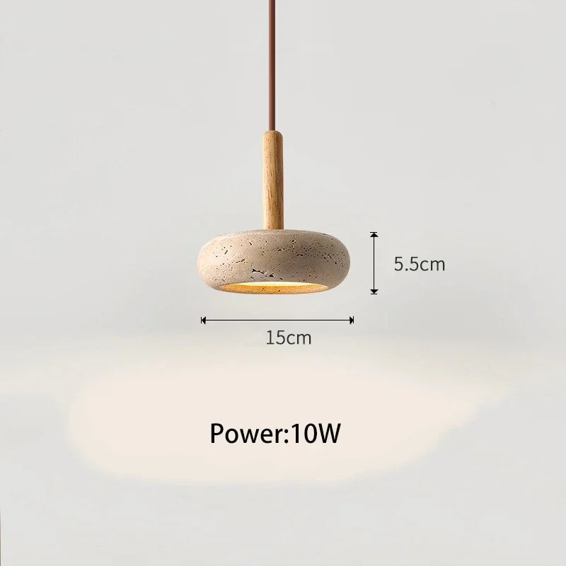 Led Japanese Pendant Lamp Stone Modern Wood Chandelier