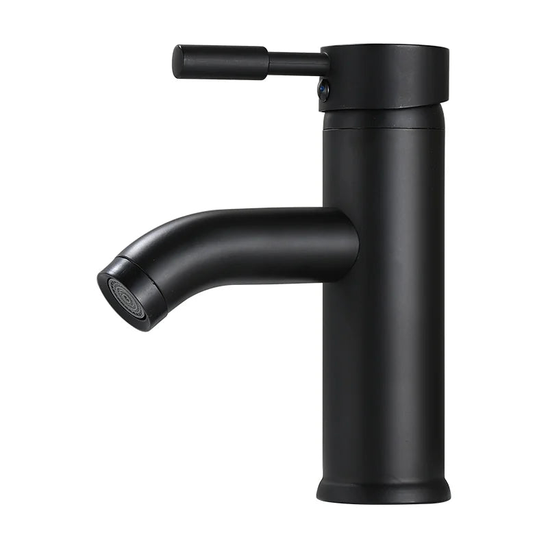 Black Minimalist style Bathroom Faucet Hot Cold Water Sink Mixer Tap Stainless Steel Basin Faucets