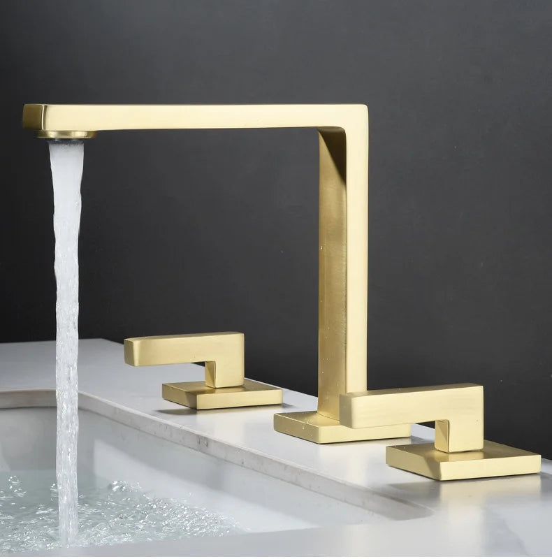 Three Hole Basin Faucet Brass Gun Grey Bathroom Faucet Cold and Hot Water Black Mixer Tap 3 Pieces Bathtub torneiras de cozinha