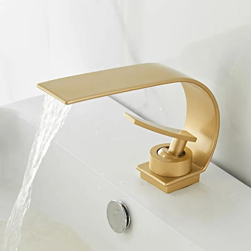 Deck Mount Waterfall Bathroom Basin Faucet