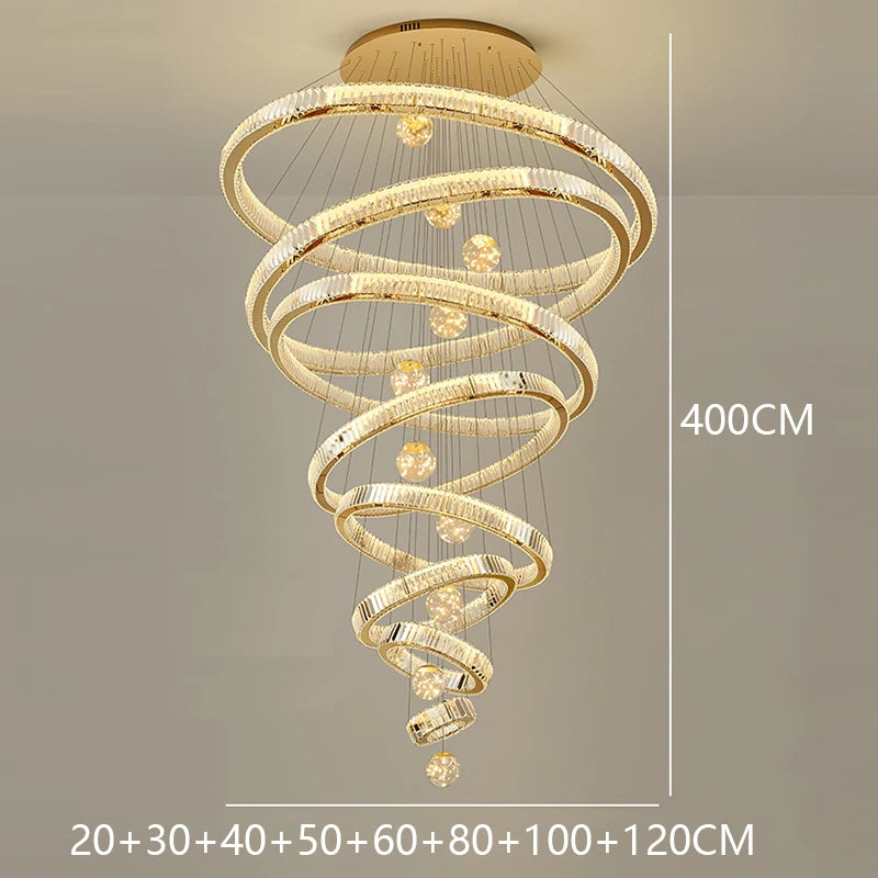 Modern Crystal Chandelier Lustre Stair Pendant Lights Duplex Architecture Living Room Pendant Lights Home Decoration Lighting