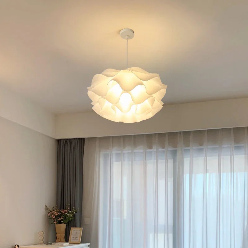 Postmodern Designer Pendant Light White Flower LED Hanging Lamp for Bedroom Restaurant Bar Store Lighting Indoor Petal Decor