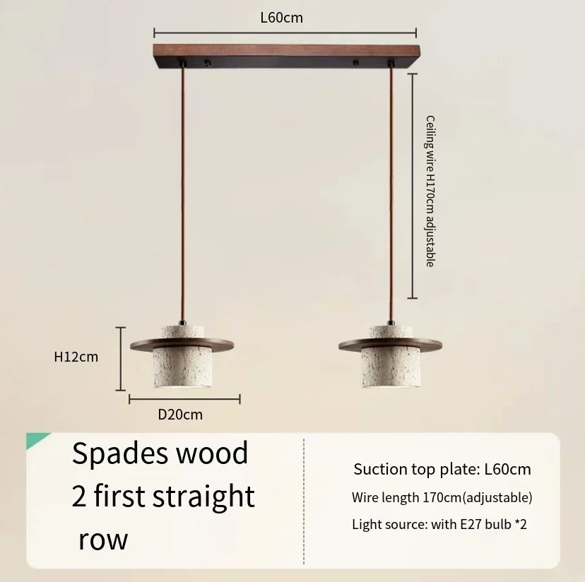 High Quality Stone Pendant Light Indoor LED Walnut/Log Yellow Travertine Chandelier Parlor Bedroom Cafe Bar Hanging Light