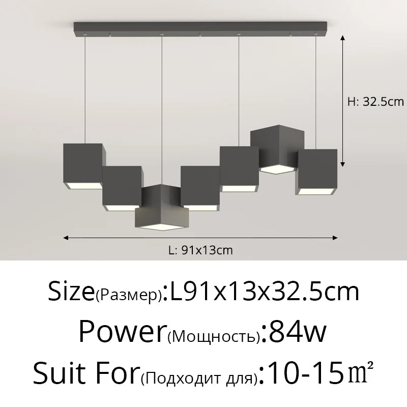 Geometric Pendant Light Is Used For Dining Room Bedroom Living Kitchen Table Black White Dimmable Remote Control Home Decoration