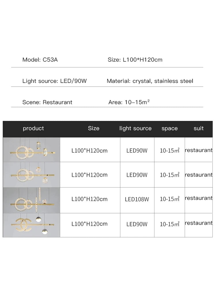 Light Luxury Modern Restaurant Led Chandelier Designer Creativity Is Suitable for Simple Table Lamp Bar Crystal Lamps.
