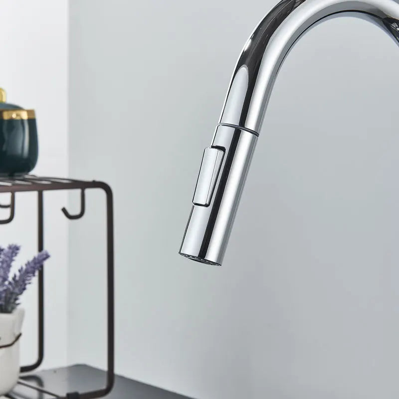 FMHJFISD Kitchen Faucet Brushed Gold Pull Out Kitchen Sink Water Tap Single Handle Mixer Tap 360 Rotation Kitchen Shower Faucet