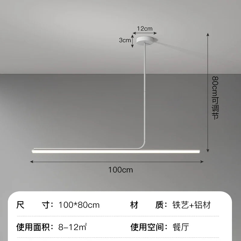 Minimalist Long Pendant Lamp 360 Luminous Strip Light Fixture