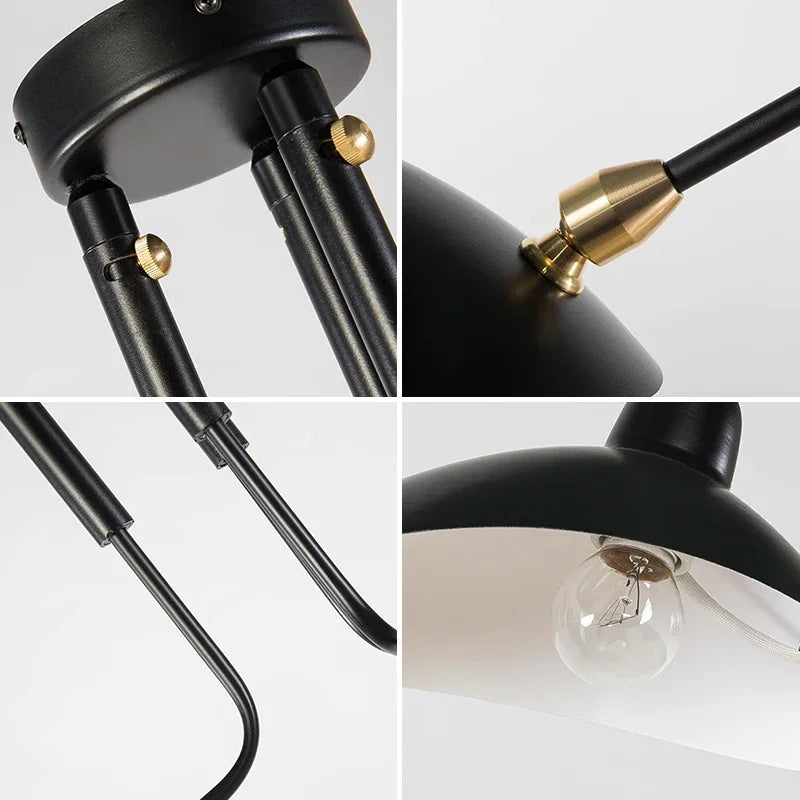 Nordic Retro Multi heads Pandent Lamp Simple Design Ceiling Postmodern Home Lighting Living Room Led Luminaire