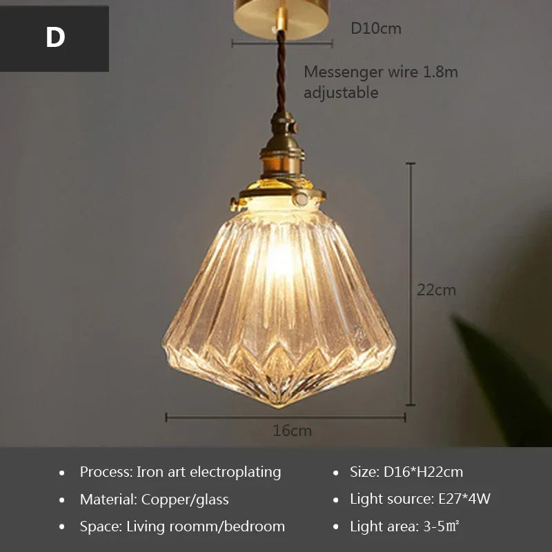 Glass Pendant Light Nordic Retro Chandeliers