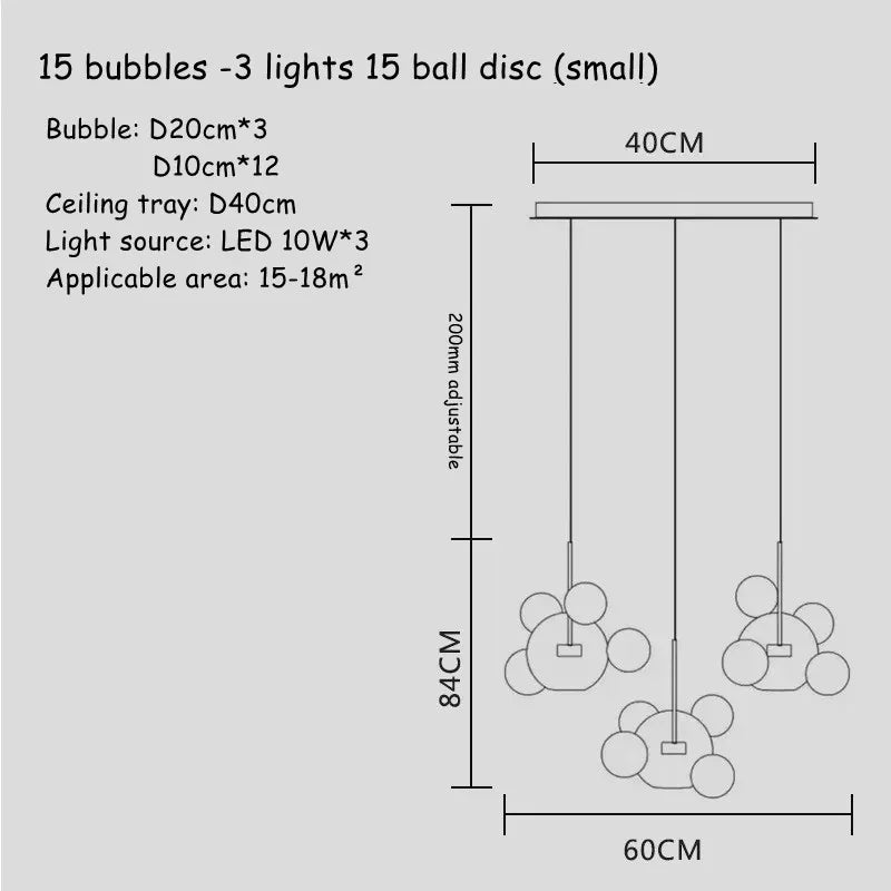 Modern Art Deco Glass Bubble Chandelier Customized Living room Droplight for Children Dining room Bar Indoor Decor Light Fixture