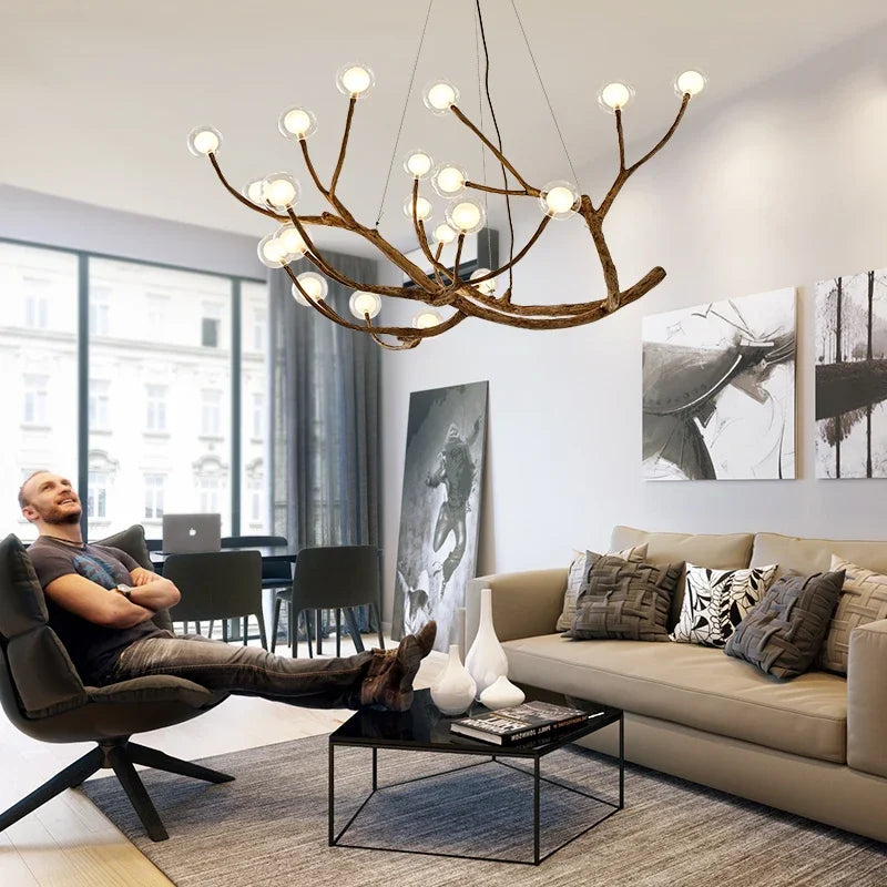 Nordic Tree Branch Glass Ball Pendant Chandeliers