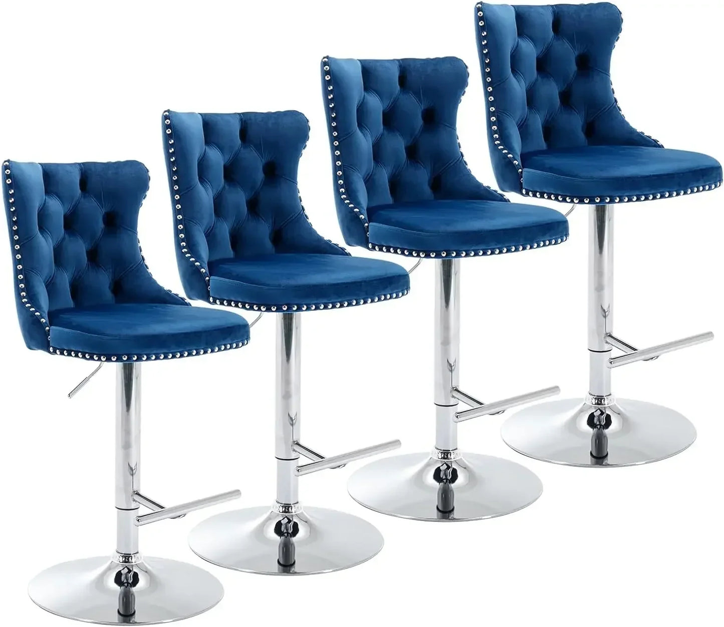 High Back Button Tufted Bar Stools Set of 4 Adjustable Counter Height