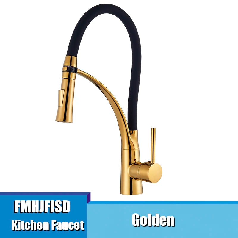 Chrome/Nickel/Black/Gold Rubber Kitchen Faucet Mixer Tap 360 Degree Rotation Pull Down Stream Sprayer Taps torneira de cozinha