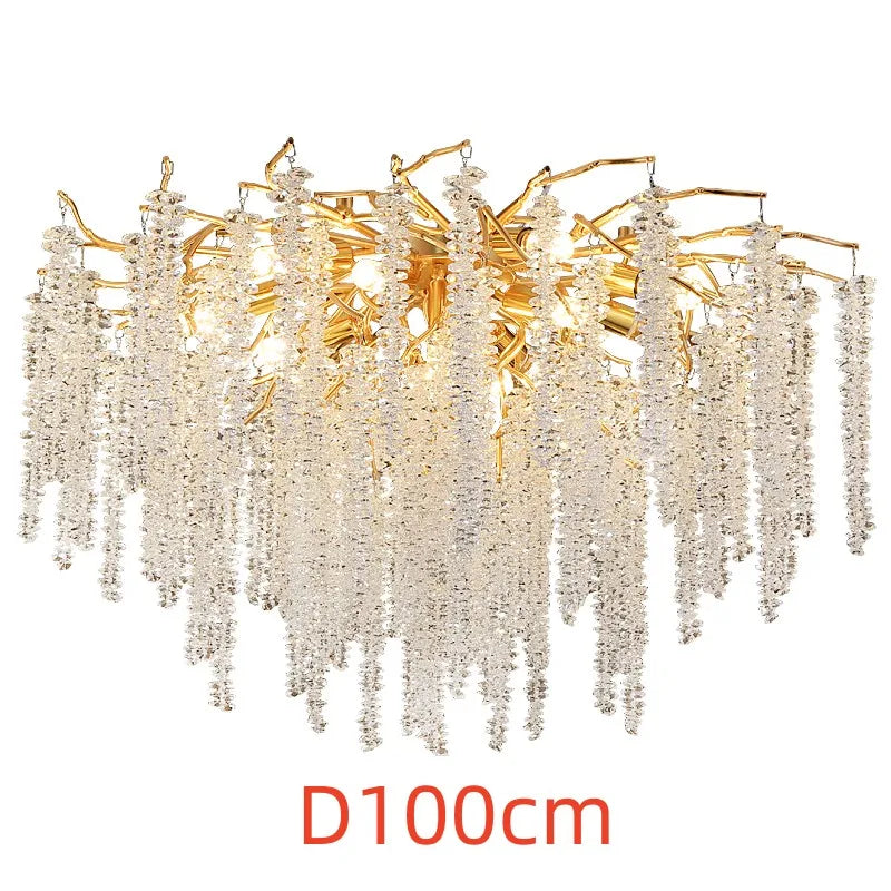 Nordic Crystal Tassel Chandelier for Living Room Hall Restaurant Decoration Luxury Ceiling Pendant Lights Indoor Lighting