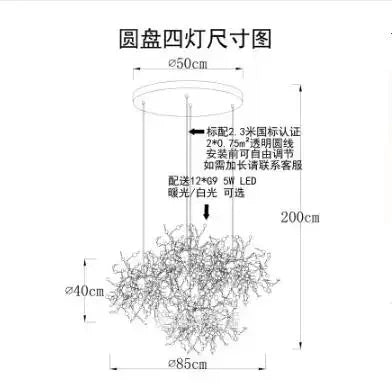 Modern LED Chrome Stainless Steel Chandelier Pendant Lights for Dining Room Home Decor Lighting Living Room Indoor Light Fixture