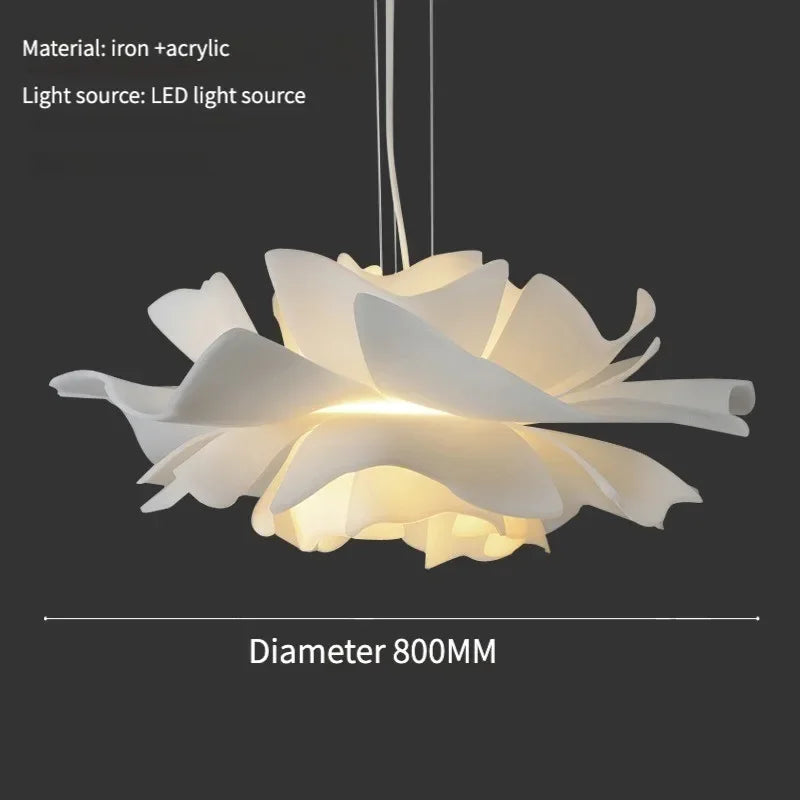 Postmodern Designer Pendant Light White Flower LED Hanging Lamp for Bedroom Restaurant Bar Store Lighting Indoor Petal Decor