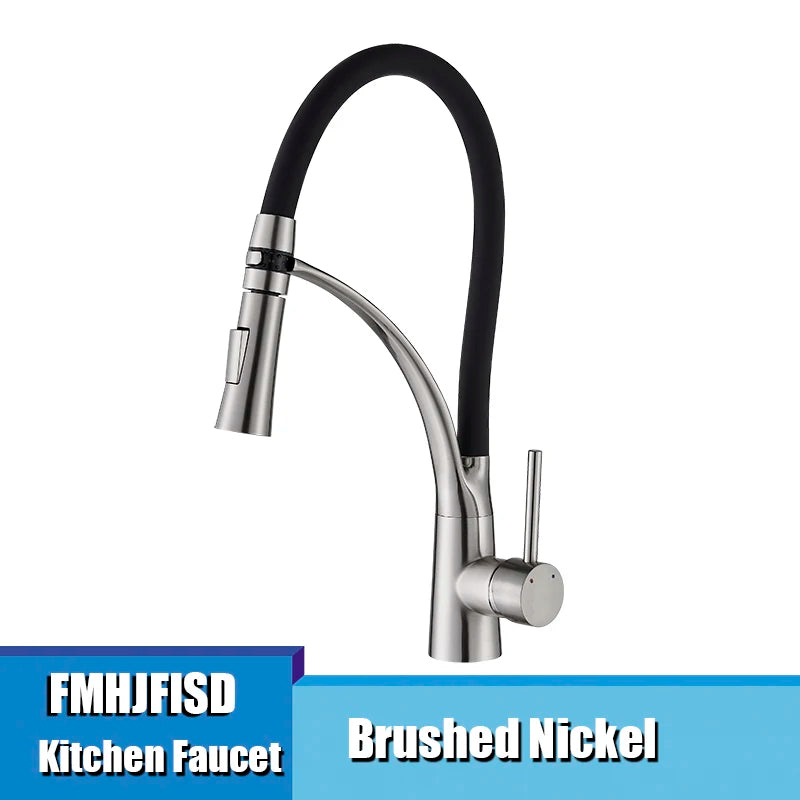 Chrome/Nickel/Black/Gold Rubber Kitchen Faucet Mixer Tap 360 Degree Rotation Pull Down Stream Sprayer Taps torneira de cozinha