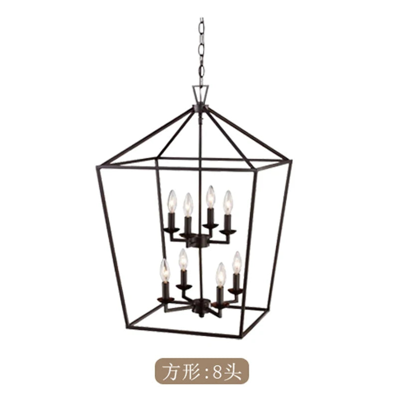 Nordic Designer Dining Room Lamp Rectangular Creative Simple Plain Industrial Style Black Living Room Bedroom Candle Chandelier