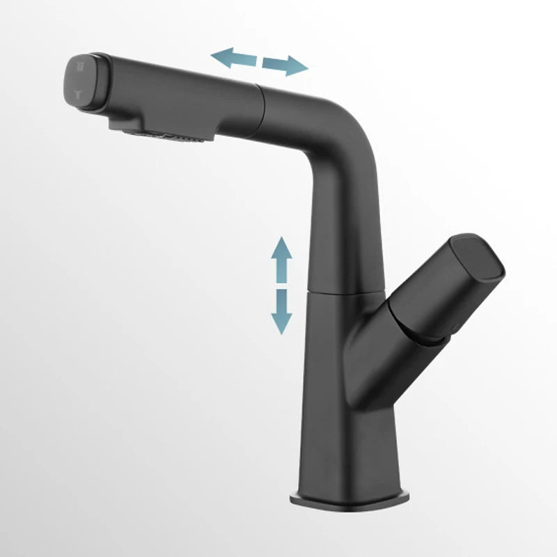 Shinesia Bathroom Faucets Pull Out Basin Faucet 360° Rotate Hot And Cold Water Sink Mixer Lift Up And Down