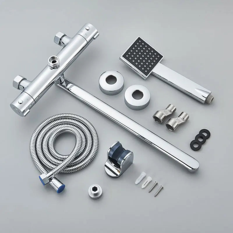 Thermostatic Shower Faucet Chrome Cold Hot Water Mixer Tap Wall Mounted Thermostat Tapware ABS Plastic Handheld Bathtub faucet