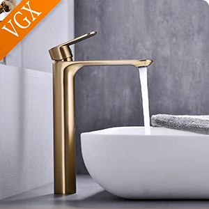 VGX Bathroom Faucets High Basin Mixer Sink Tall Faucet Gourmet Washbasin Taps Water Tap Hot Cold 360 Tapware Crane Brass Black