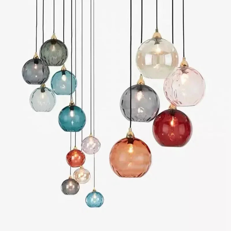 Nordic Stained Color Glass Chandelier