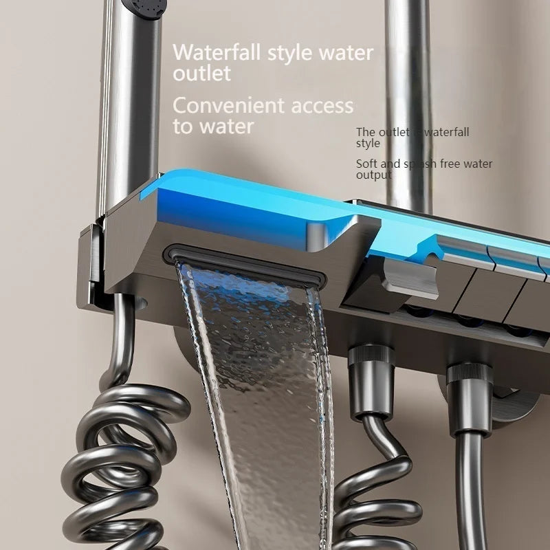 Grey Shower Set Ambient Light Shower System with Digital Display