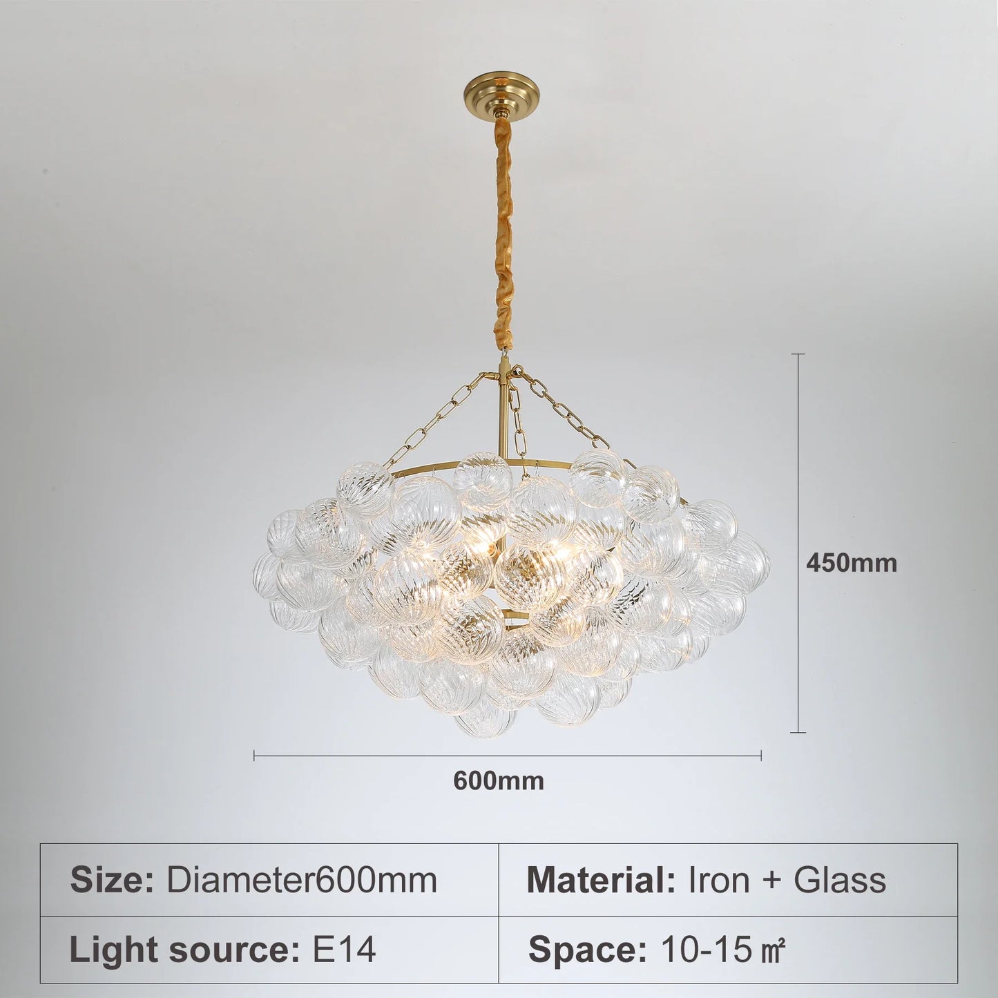 Mid Century Clear Glass Bubble Ball Chandeliers Lights Living Room Swirled Ribbed Globe Chandelier Bowl Dining Room Over Table