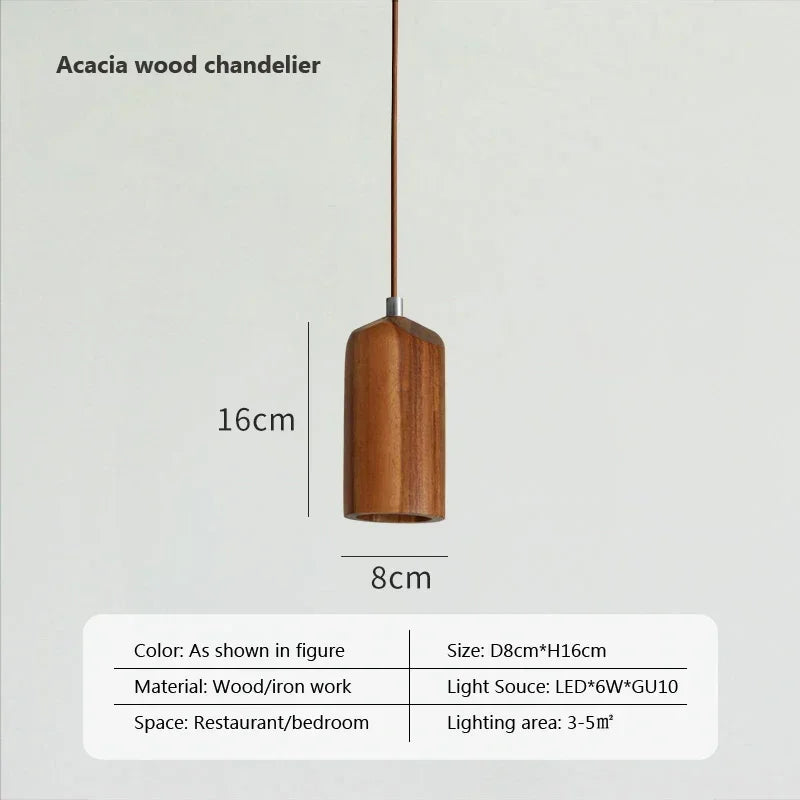 Nordic Wood Pendant Light Rubberwood Single Head Lighting For Bedroom Restaurant Platform Front Window Cafe Decorative LED Light