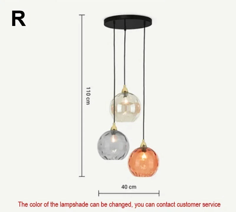 Nordic Stained Color Glass Chandelier