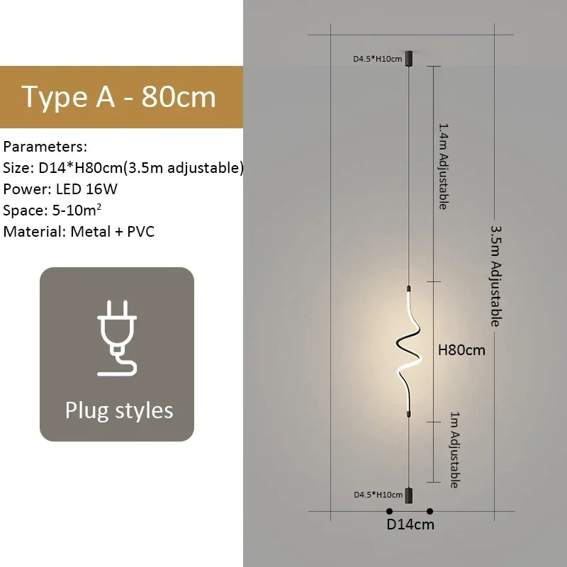 Linear Pendant Light Black Hanging Lamp