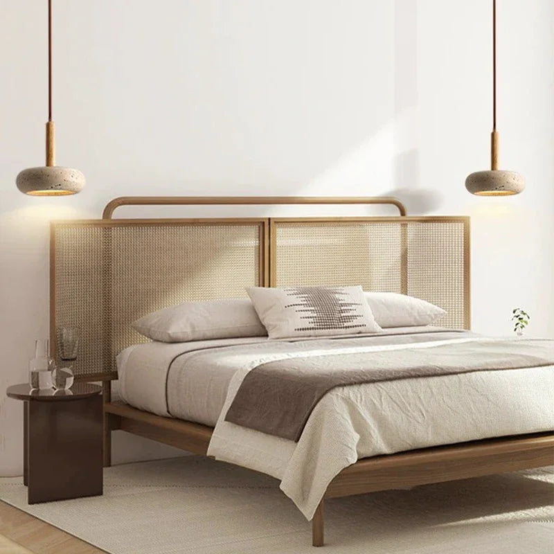 Led Japanese Pendant Lamp Stone Modern Wood Chandelier