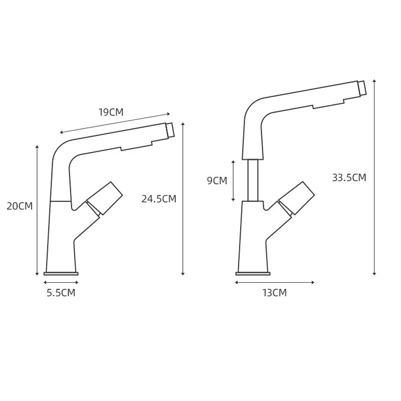 Shinesia Bathroom Faucets Pull Out Basin Faucet 360° Rotate Hot And Cold Water Sink Mixer Lift Up And Down