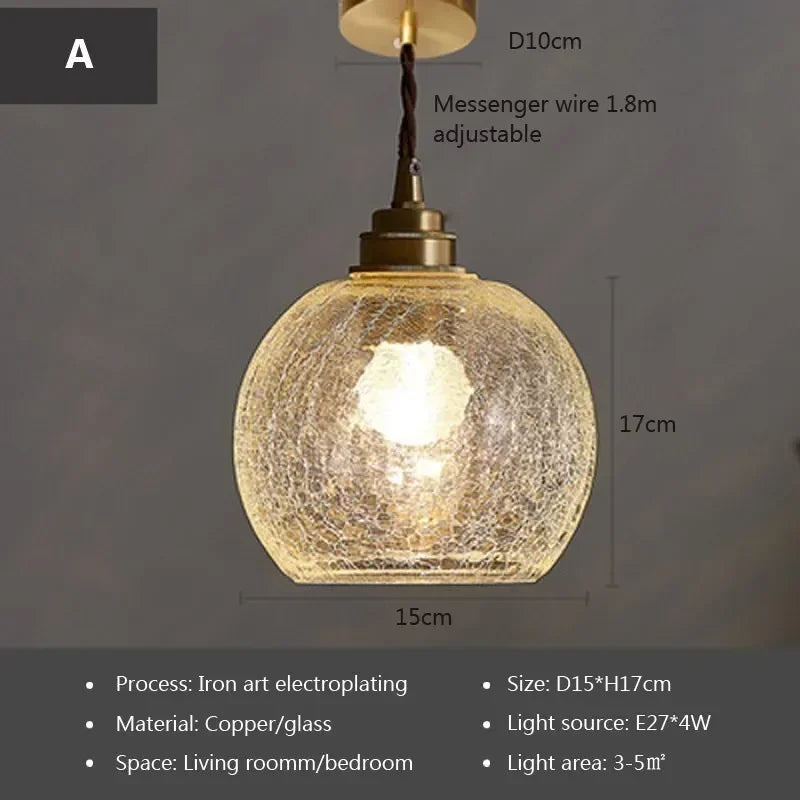Glass Pendant Light Nordic Retro Chandeliers