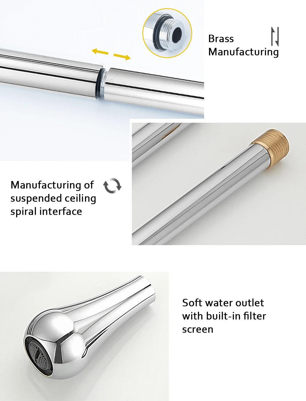 BAKALA Water Drop Hang Ceiling Faucet Bathroom Basin Bathtub Tap Solid Brass Hot Cold Water Sink Mixer Tub Hardware
