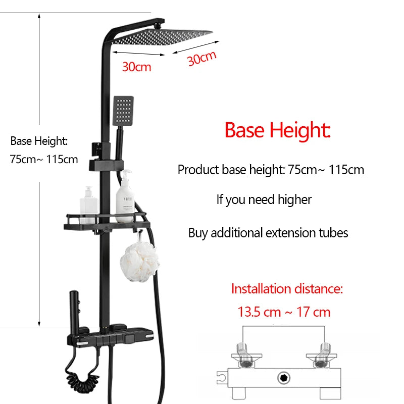 Brass Shower Faucet Thermostatic Digital Display Bathroom Faucet Set Bathroom Shower Shower Systerm Thermostatic Sanitary Shower