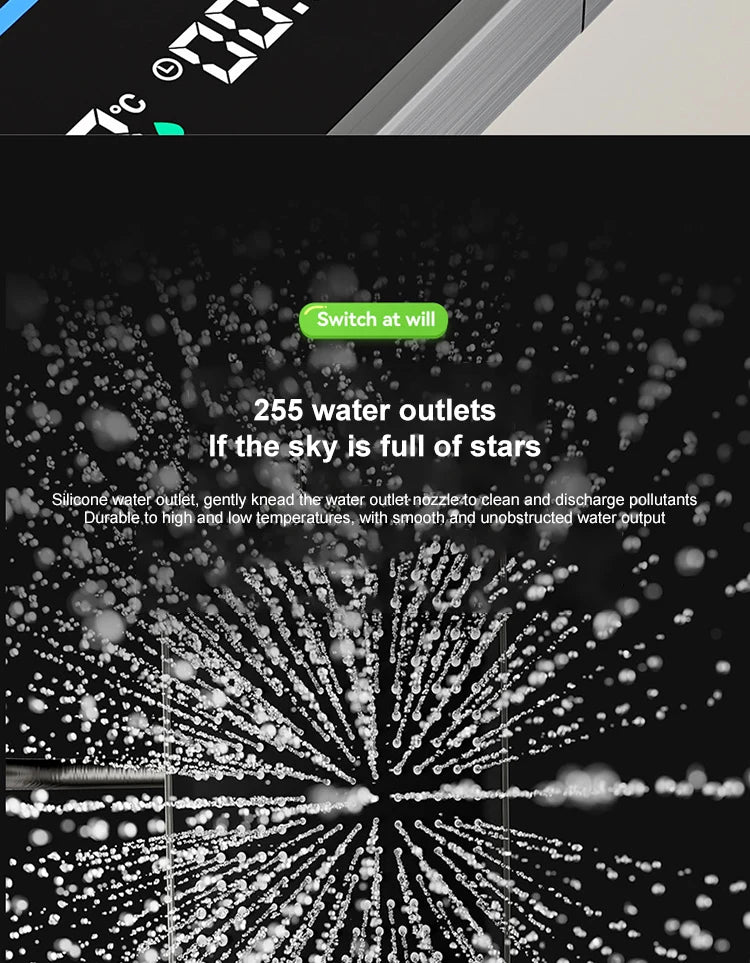 Space Aluminum Shower Set Gray Shower System Set Digital Display Piano Button With Ambient Light Bathroom Faucets Shower Head