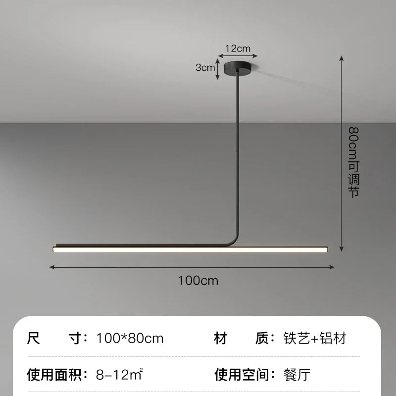 Minimalist Long Pendant Lamp 360 Luminous Strip Light Fixture