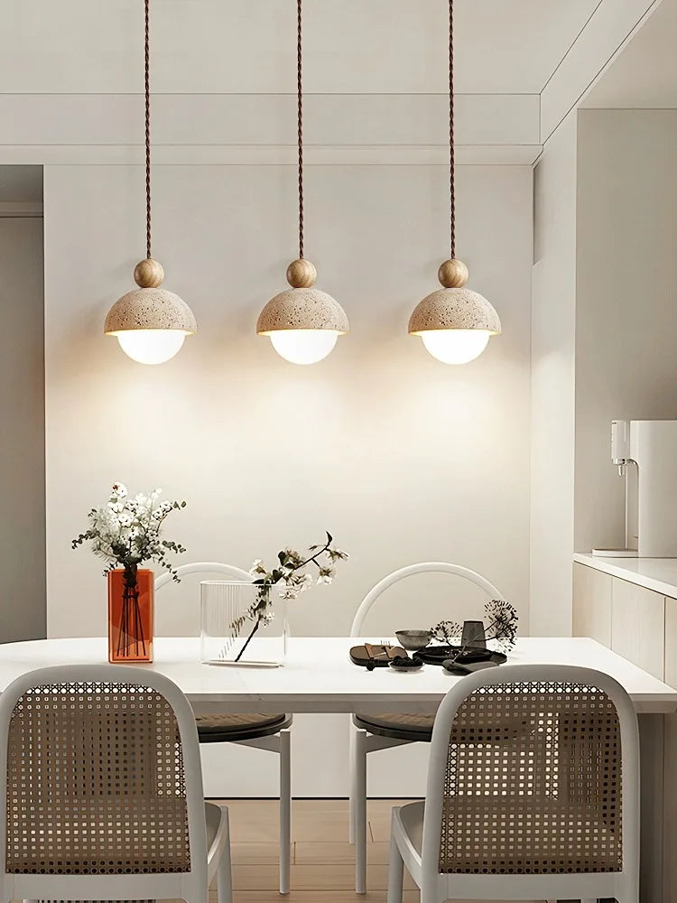 Led Pendant Lamp Small Stone Chandelier Bedroom Bedside Modern Bulb Light Flower Bud Cream Style For Children's Room Girl Home