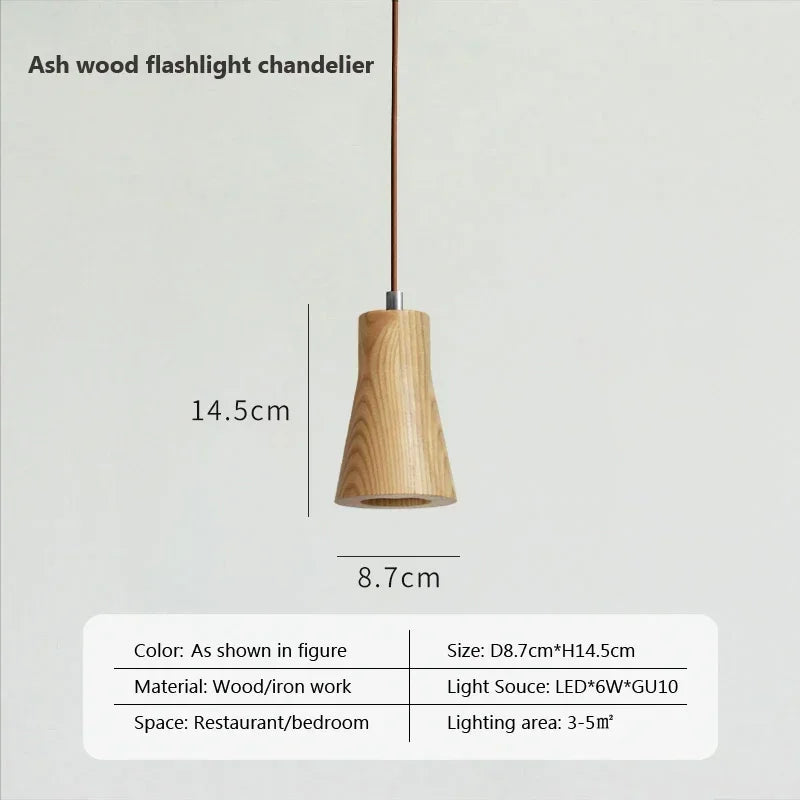 Nordic Wood Pendant Light Rubberwood Single Head Lighting For Bedroom Restaurant Platform Front Window Cafe Decorative LED Light