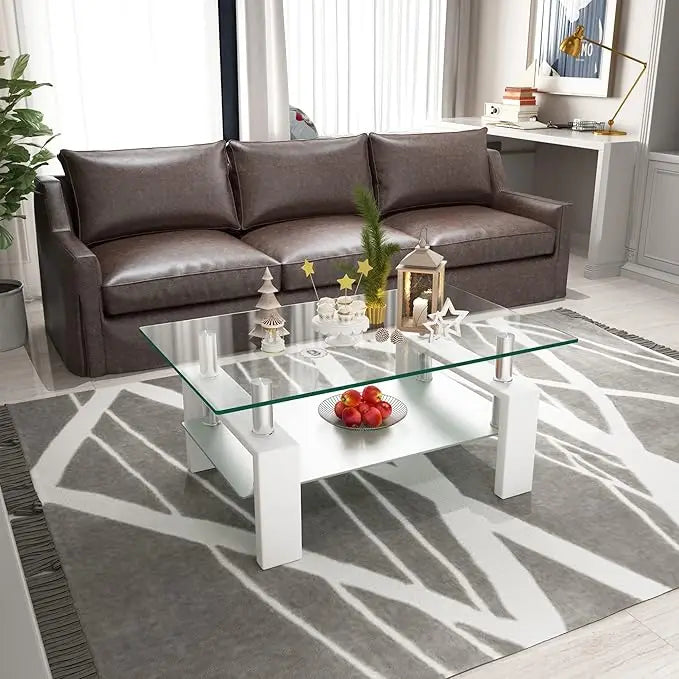 Modern Tempered Glass Coffee Table for Living Room