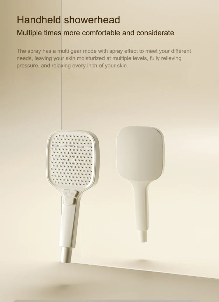 Milk White Shower Thermostat Shower Set Home Digital Display Shower Fine Copper Bath Pressurized Bathroom Shower Nozzle