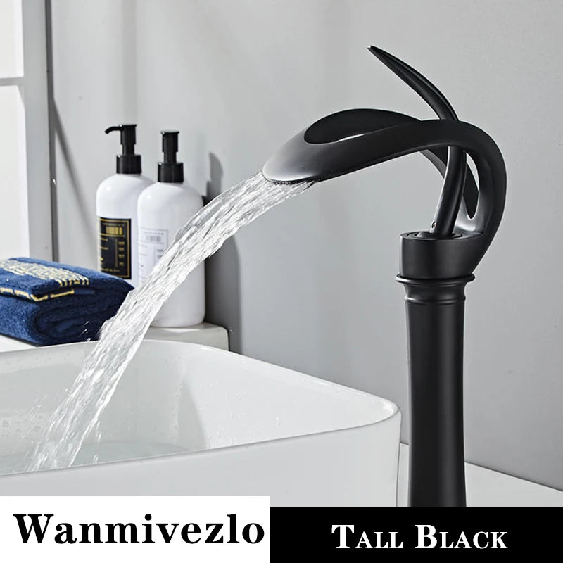 Creative Bathroom Basin Sink Faucet Brass Deck Mounted Single Handle Single Hole Stream Sprayer Cold Hot Water Mixer Bath Tap