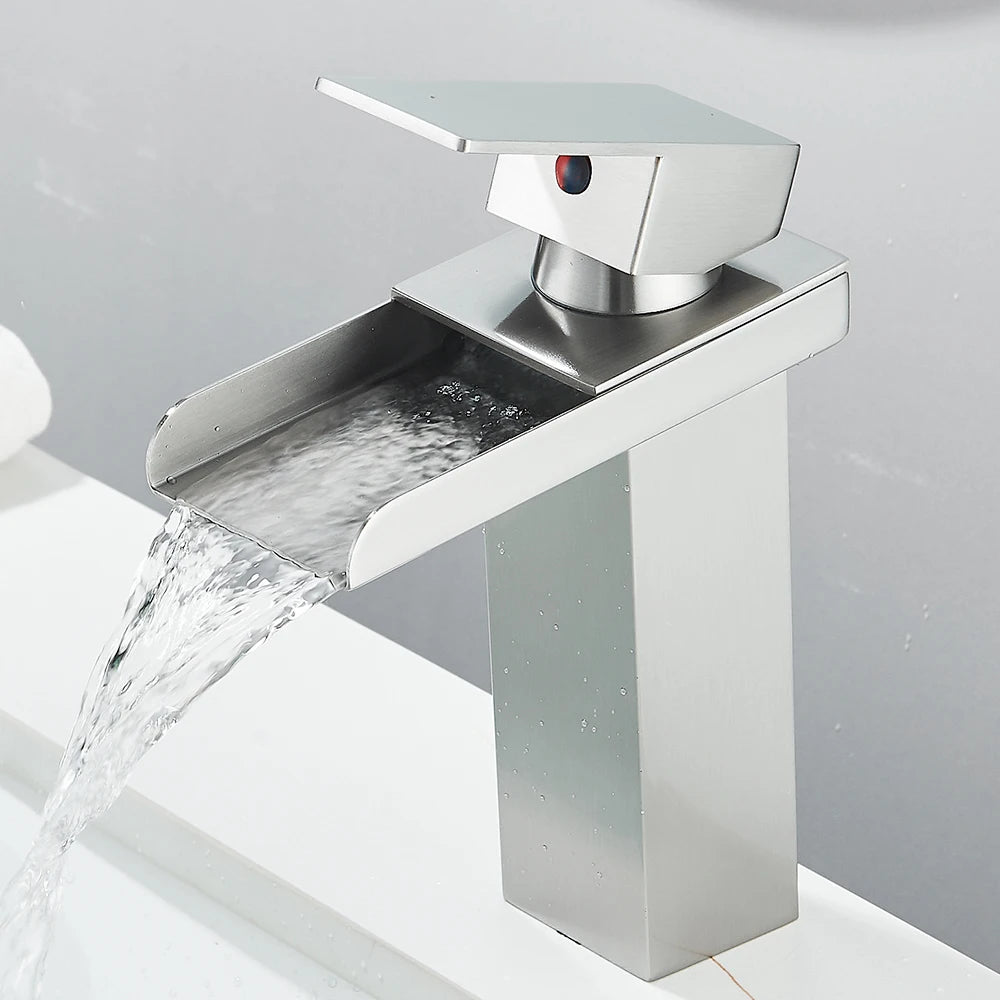 Waterfall Bathroom Sink Faucet Stainless Steel Basin Crane Tap For Bathroom Wash Basin Sink Mixer Tap