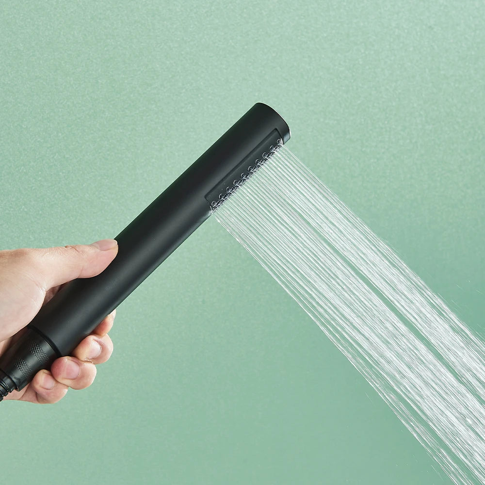 Black Waterfall Bathtub Faucet Hot Cold Water Mixer Tap Bathroom Bathtub Faucets Wall-mounted Black Tap