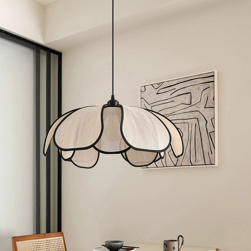 IWHD 50CM Rattan Flower LED Pendant Lamp Home Decor Indoor Bedroom Dining Living Room Lights Nordic Modern Hanging Light Edison