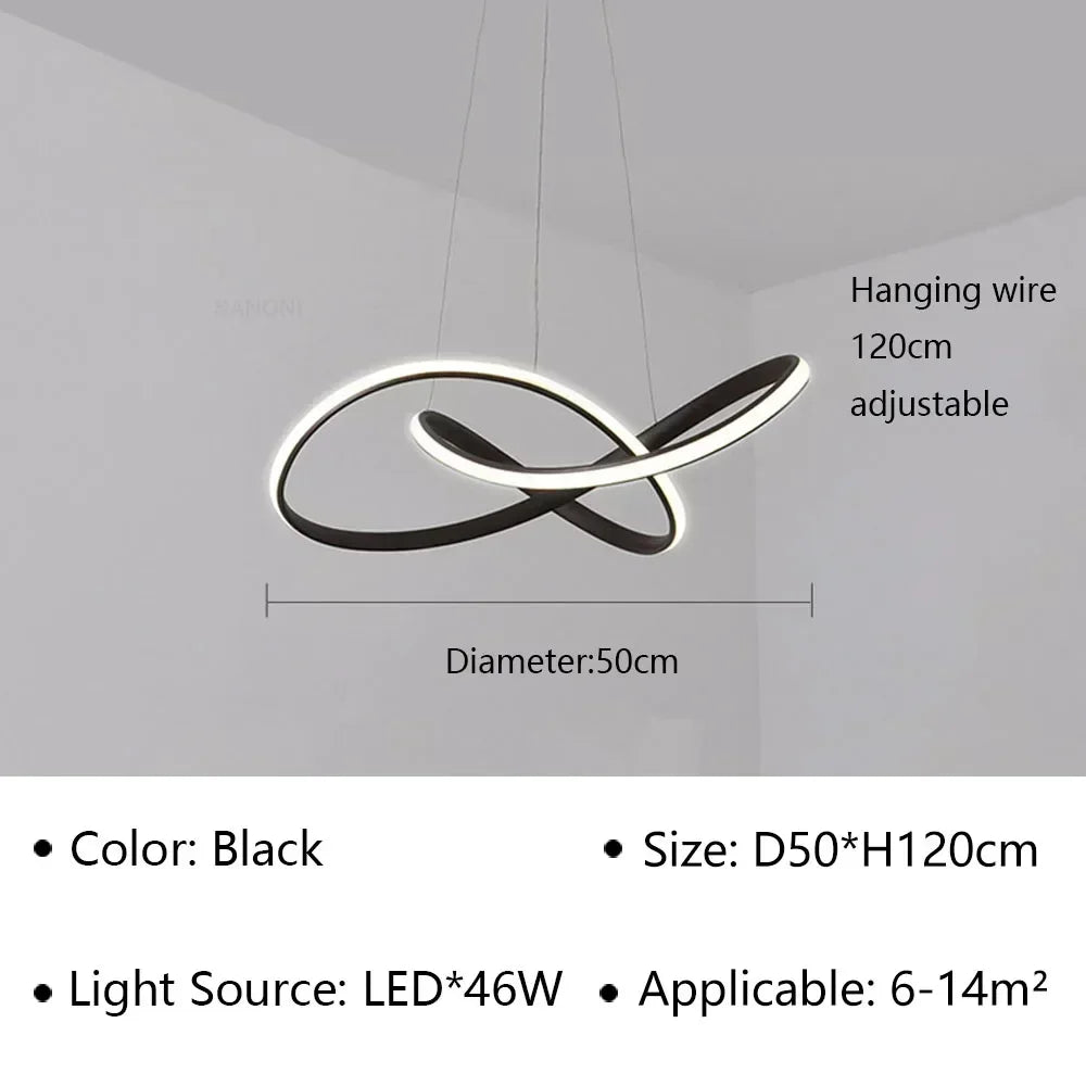 Modern LED Pendant Light Minimalist Chandelier with Remote