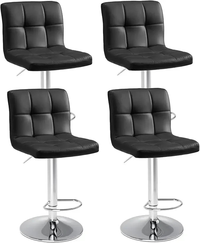 PU Leather Adjustable Bar Stools Set of 4